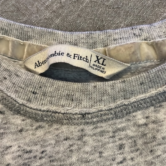 Abercrombie & Fitch gray logo sweatshirt with velour stripe sleeve detail - Picture 2 of 5